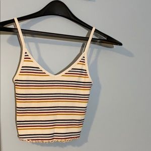 White Color Striped Tank Top